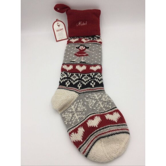 Pottery Barn Kids Mabel Natural Fair Isle Ice Skater Wool Stocking Christmas - Picture 1 of 12